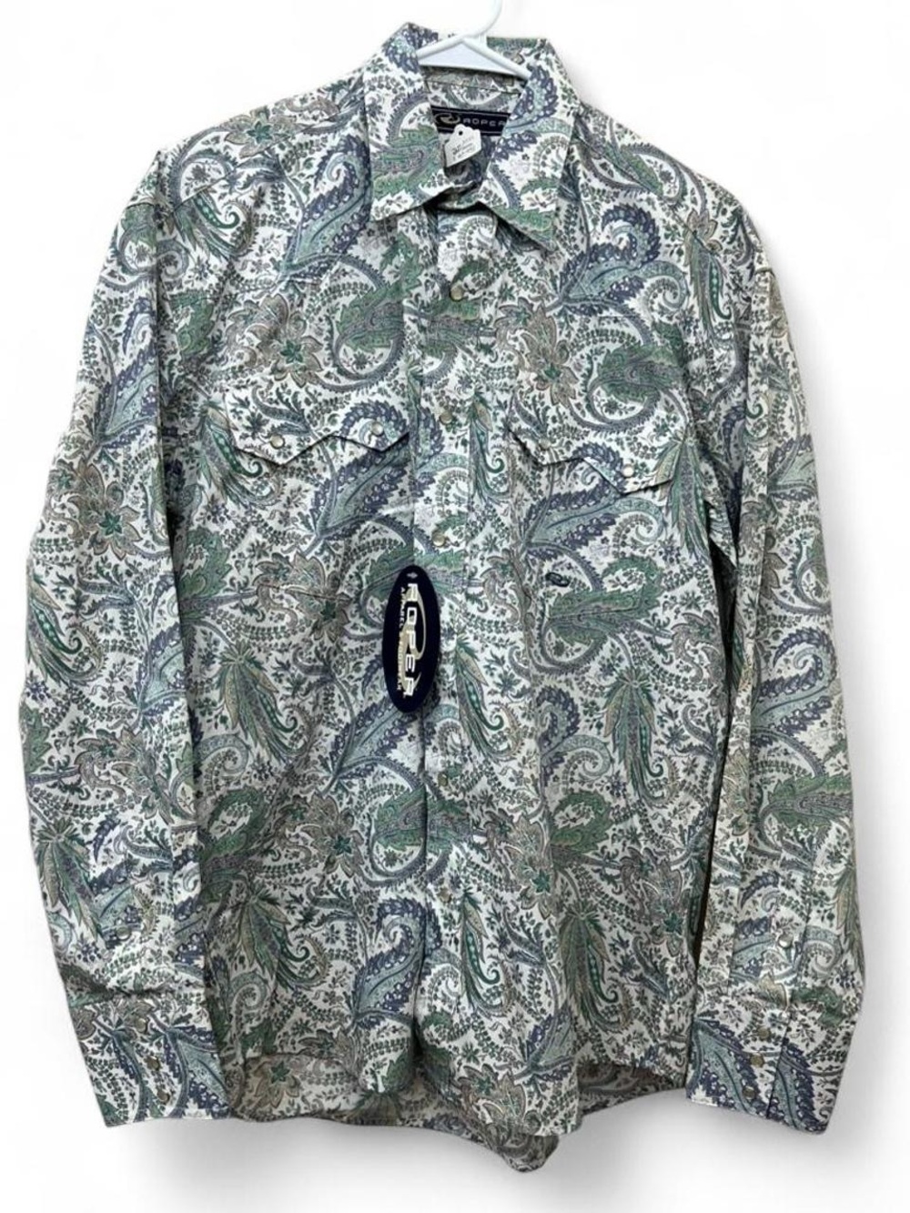 Mens Roper Western Pearl Paisley Print Shirt size Small